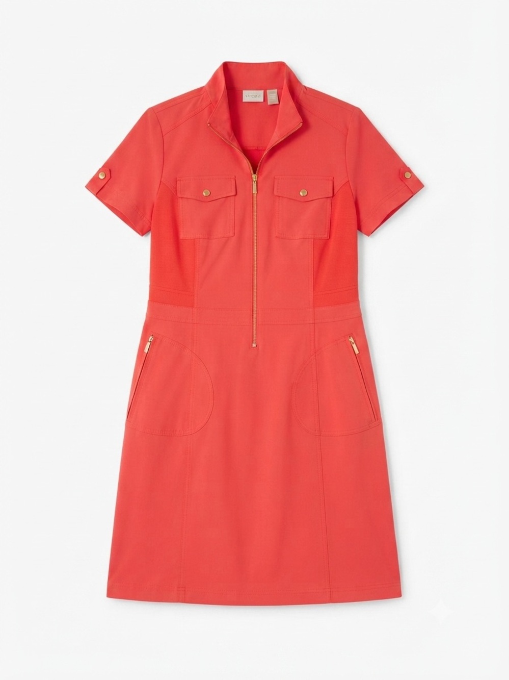 Chico's Zenergy Coral Zip-Front Utility Dress
